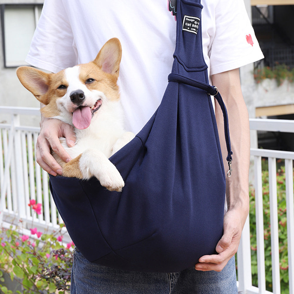 Cotton Sling Pet Carrier - Hands-Free Crossbody Bag for Cats & Small Dogs