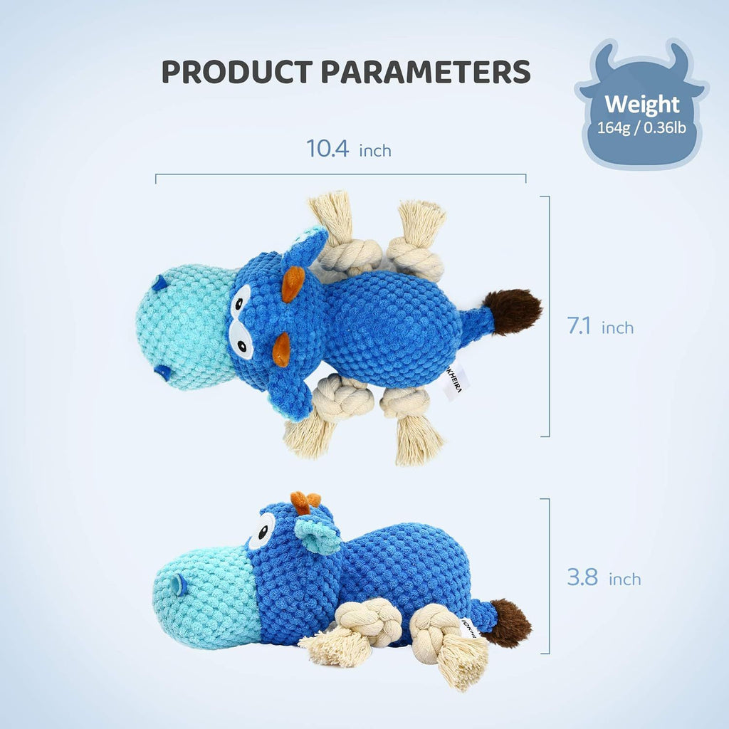 Dinosaur Squeaky Dog Toy - Durable Plush for Aggressive Chewers, Large Dogs