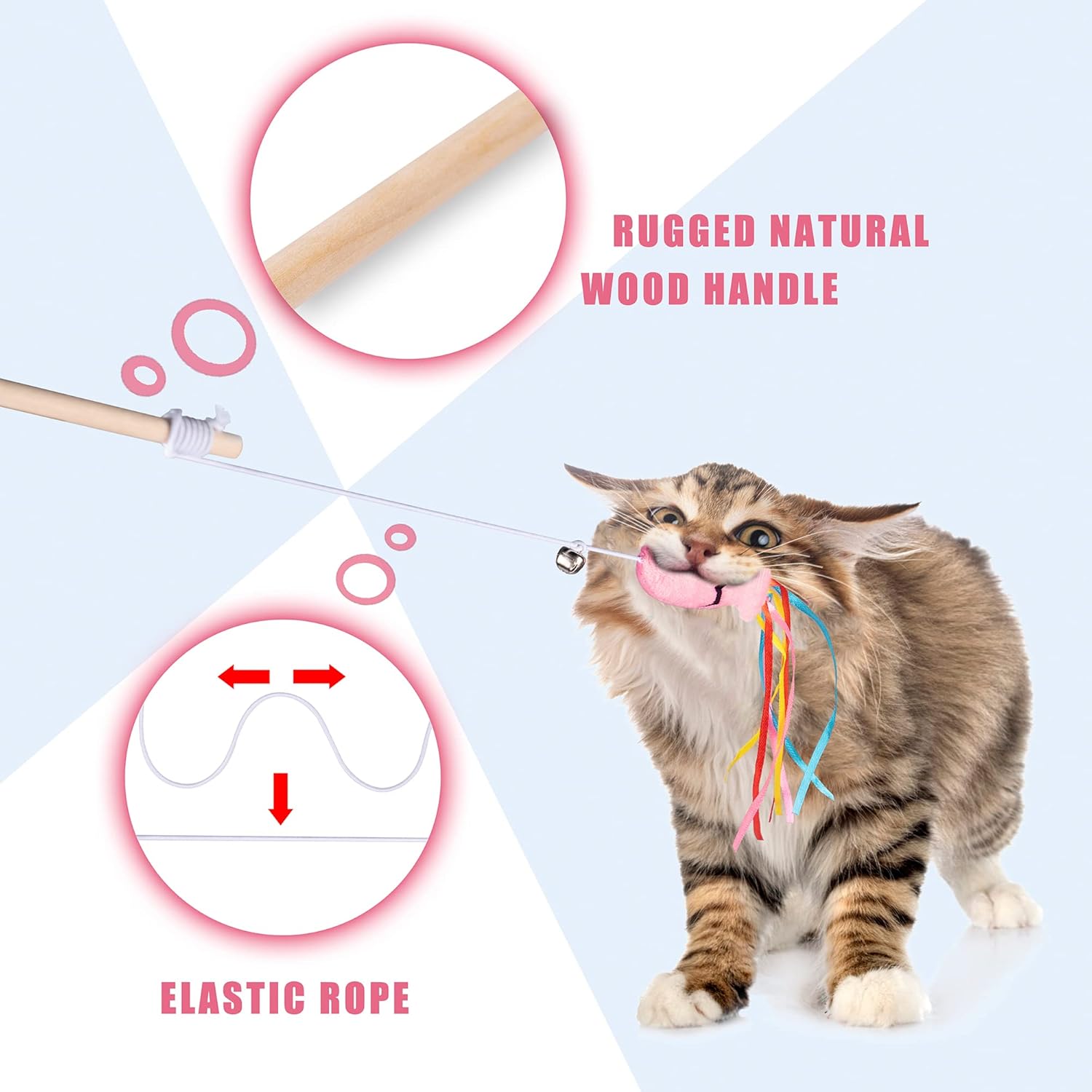Cat Wand Toy with Catnip Fish & Ribbons - Interactive Teaser