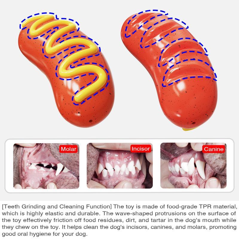 Indestructible Hot Dog Chew Toy - Tough Rubber for Aggressive Chewers