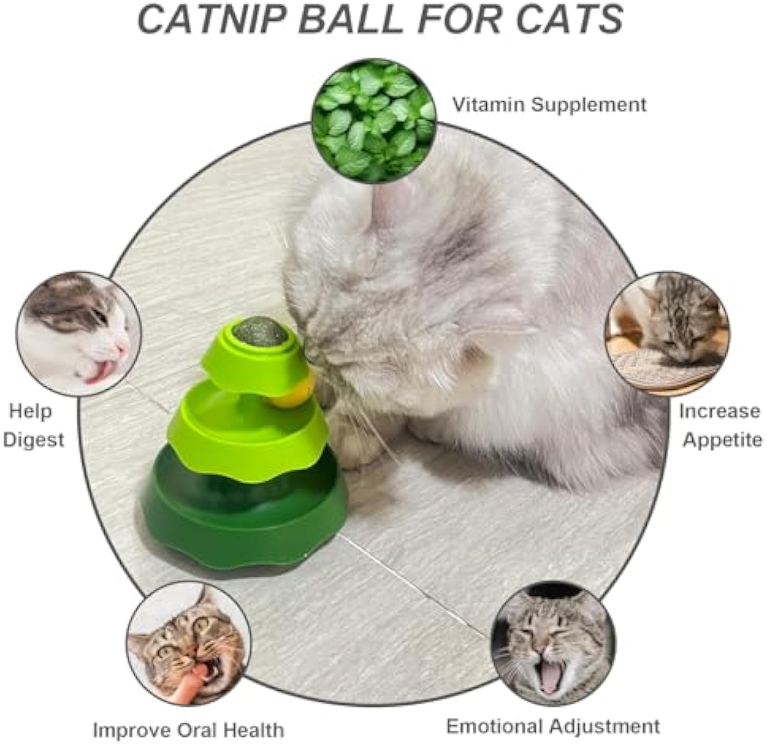 Christmas Tree Cat Track Toy - 2-in-1 Roller Ball with Catnip