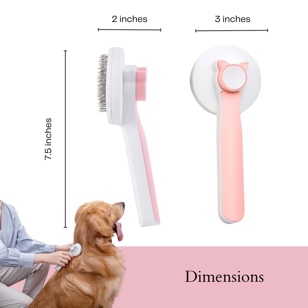 Self-Cleaning Slicker Brush - One-Click Deshedding for Cats & Dogs