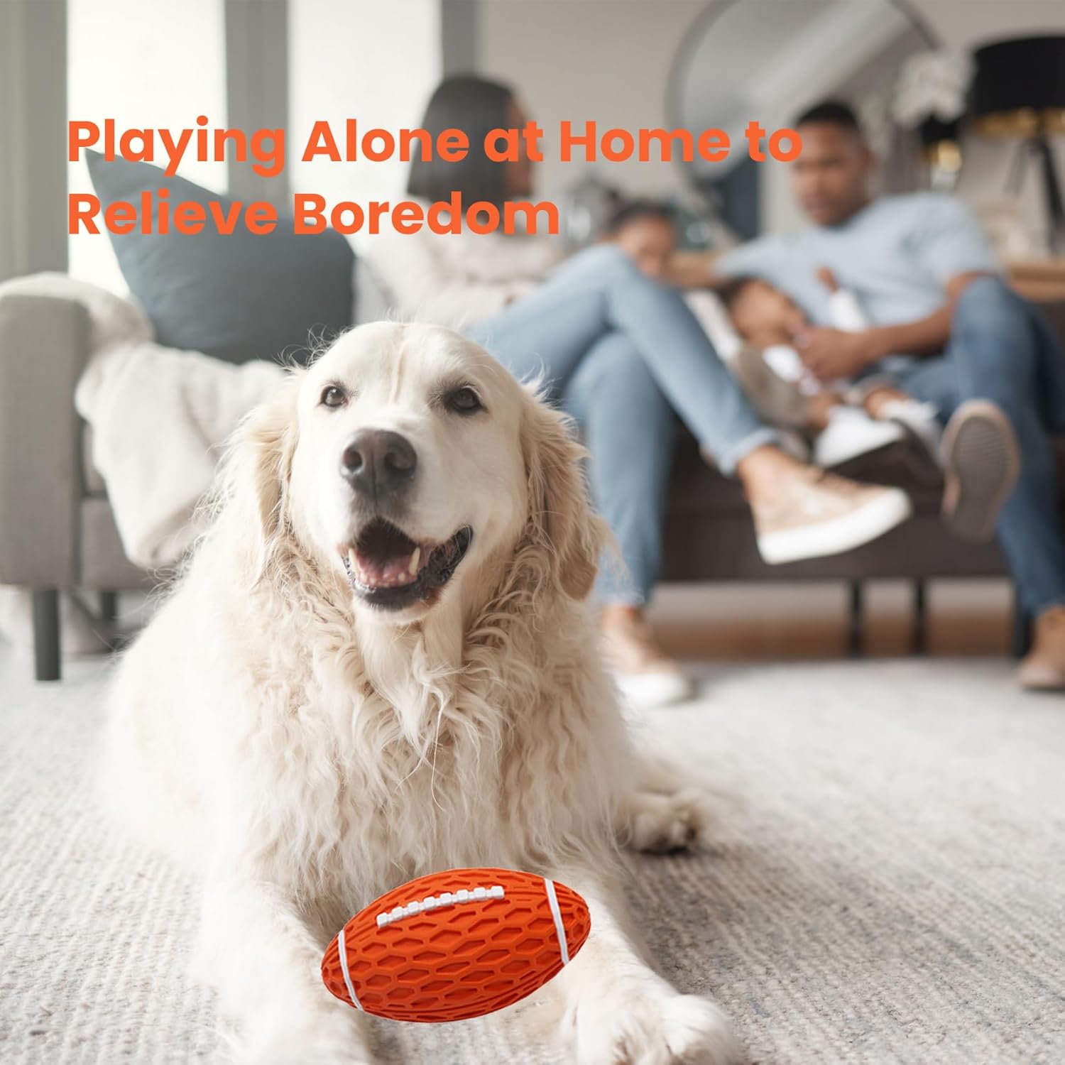Durable Rugby Dog Chew Toy - Squeaky Rubber for Aggressive Chewers (S/L)
