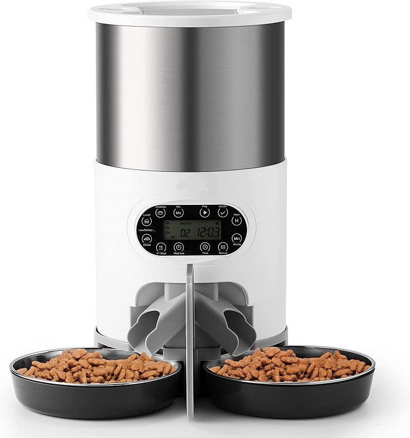 4.5L Smart WiFi Automatic Pet Feeder - Dual Bowl Dispenser with Voice Recorder & App Control