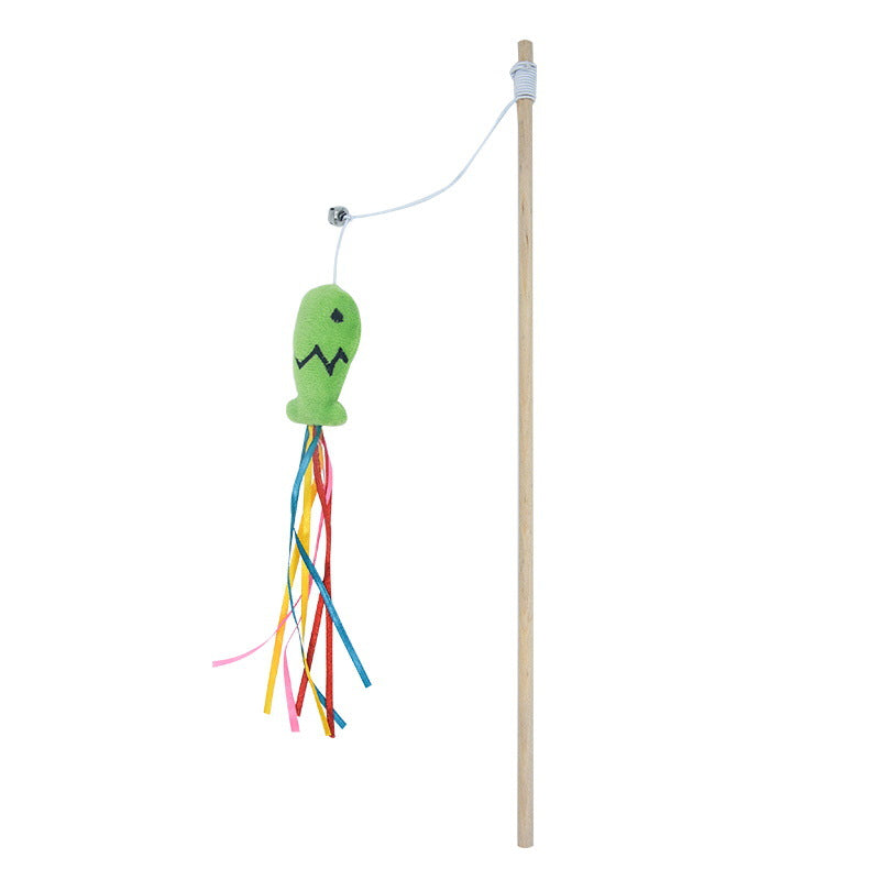 Cat Wand Toy with Catnip Fish & Ribbons - Interactive Teaser
