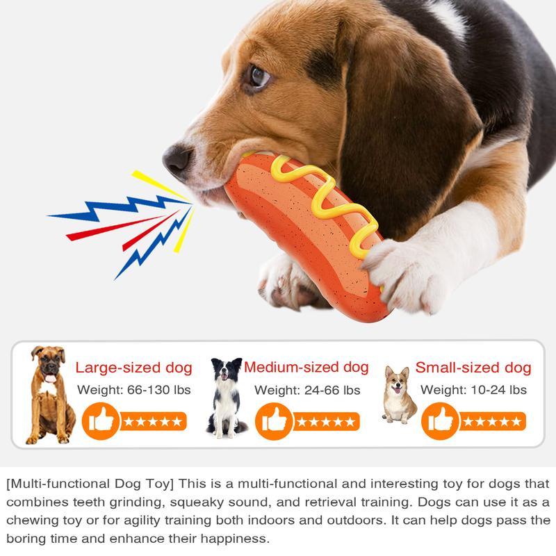 Indestructible Hot Dog Chew Toy - Tough Rubber for Aggressive Chewers