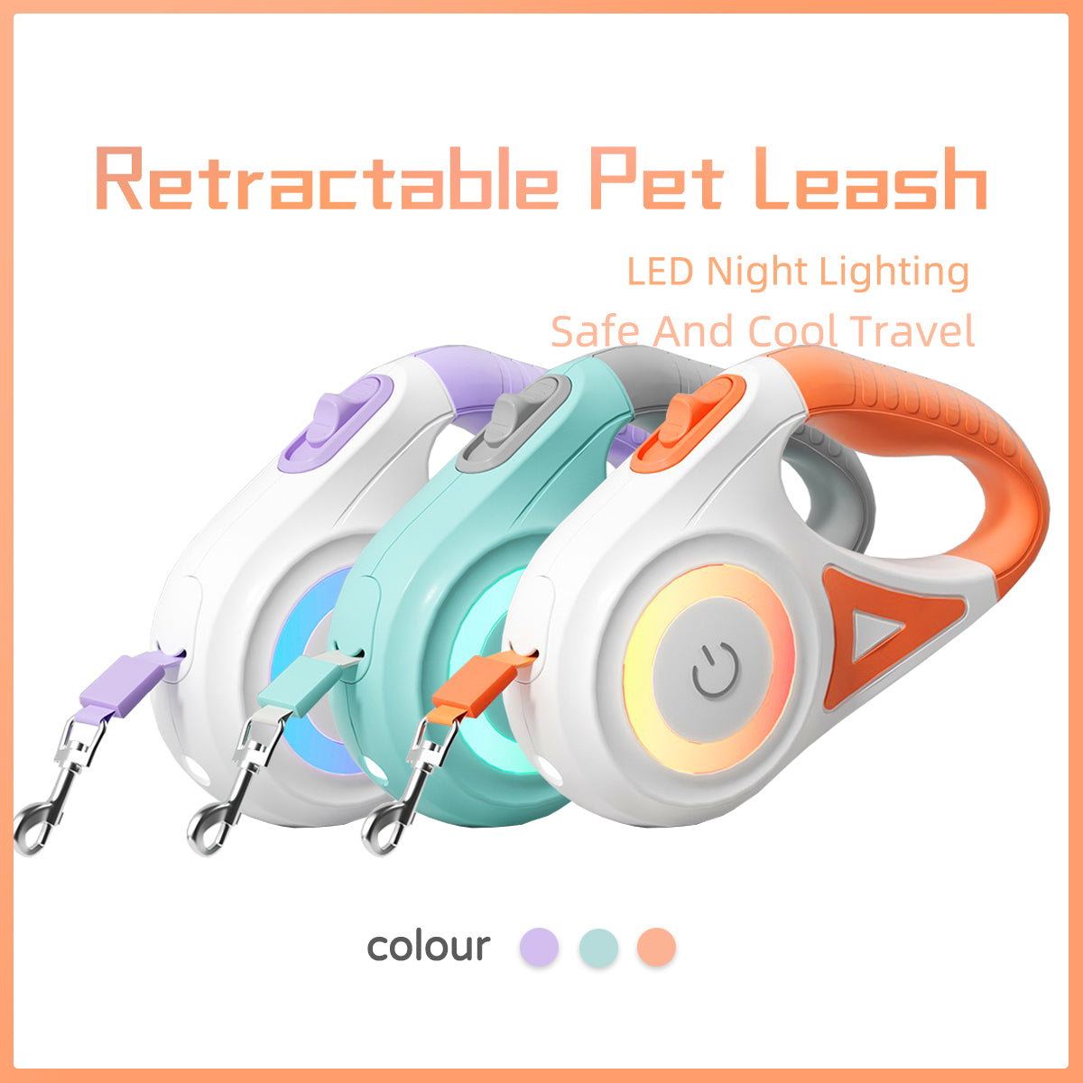 Retractable Dog Leash with LED Spotlight - Automatic Traction Rope for Small & Medium Dogs