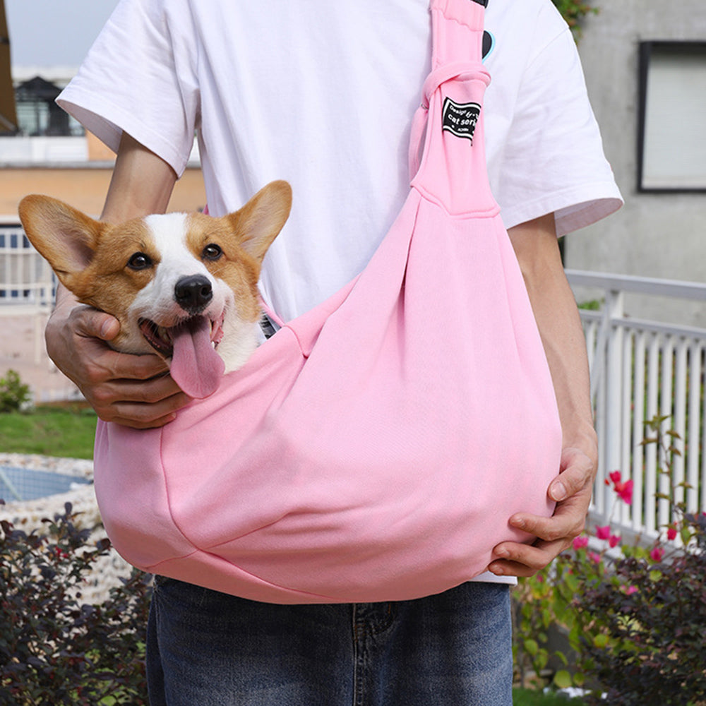Cotton Sling Pet Carrier - Hands-Free Crossbody Bag for Cats & Small Dogs