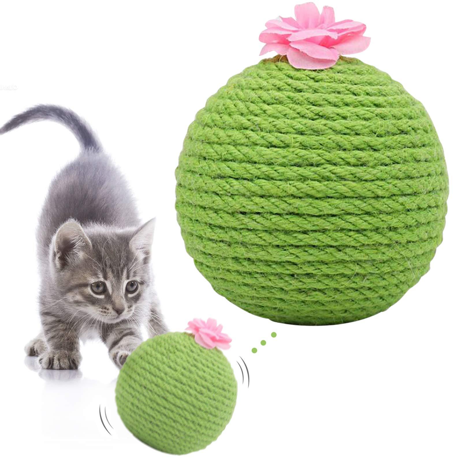 Cactus Tumbler Cat Scratcher Ball - Interactive Wobble Toy with Catnip