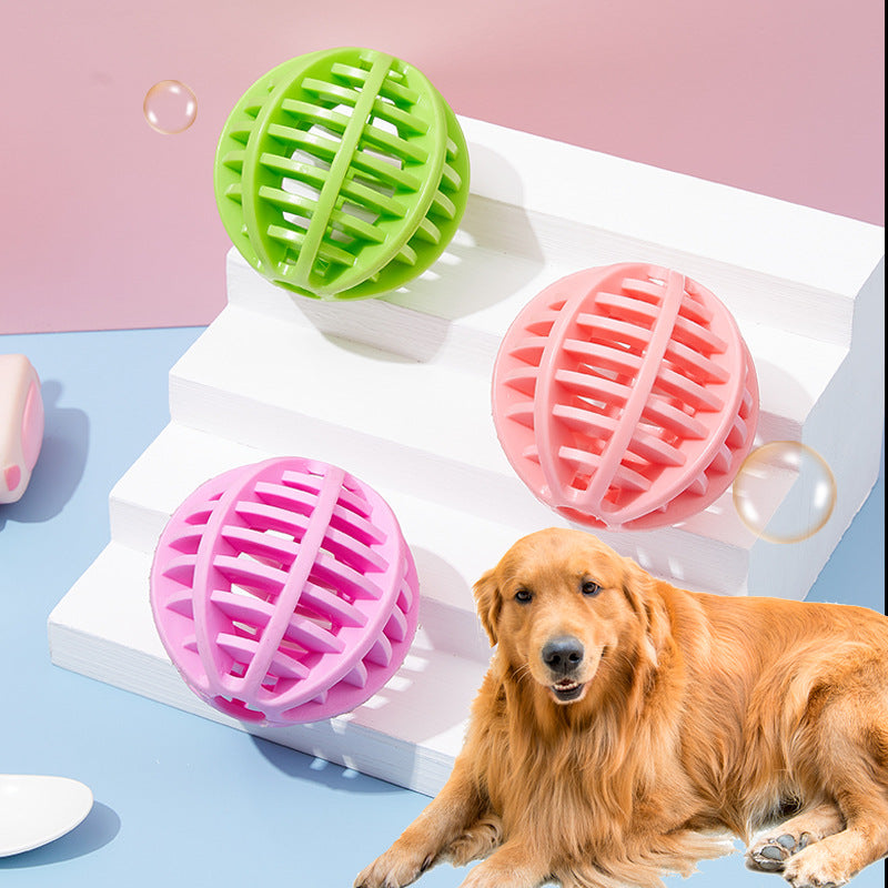 Rubber Treat Ball Dog Toy - Bite Resistant Chew for All Breeds