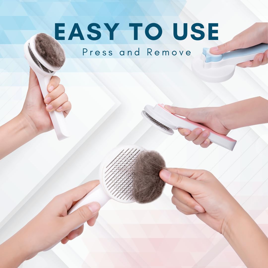 Self-Cleaning Slicker Brush - One-Click Deshedding for Cats & Dogs