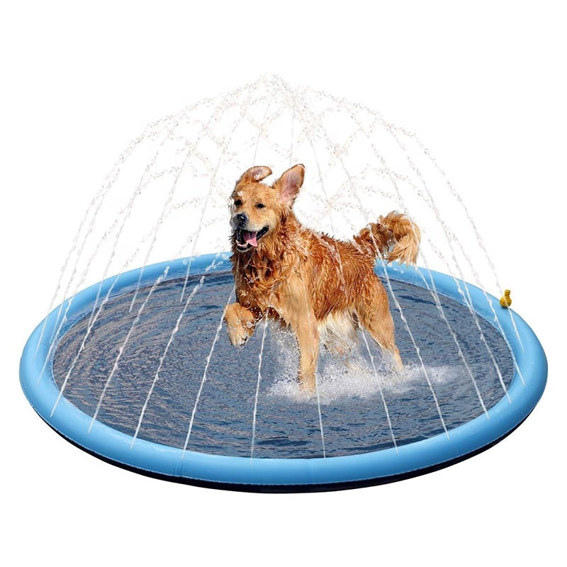 Dog Splash Pad Sprinkler Mat - Anti-Slip Outdoor Water Play for Pets & Kids