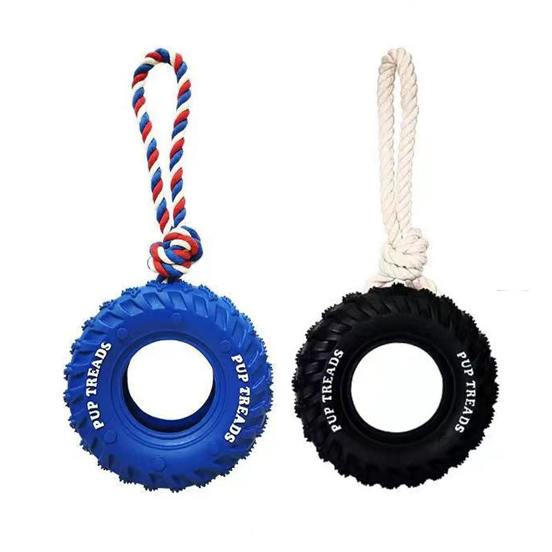 Indestructible Tire Dog Chew Toy - Treat Dispensing for Aggressive Chewers