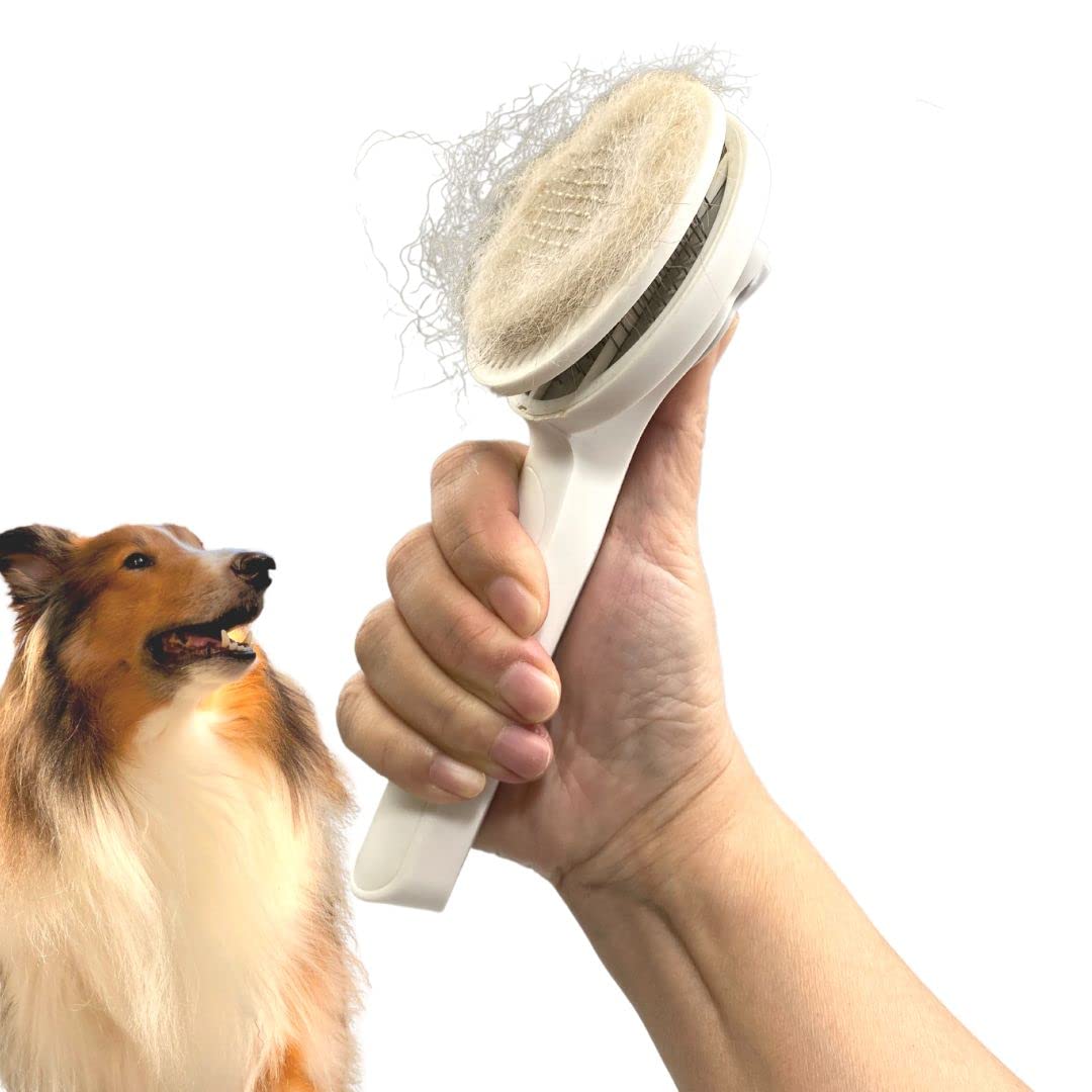 Self-Cleaning Slicker Brush - One-Click Deshedding for Cats & Dogs