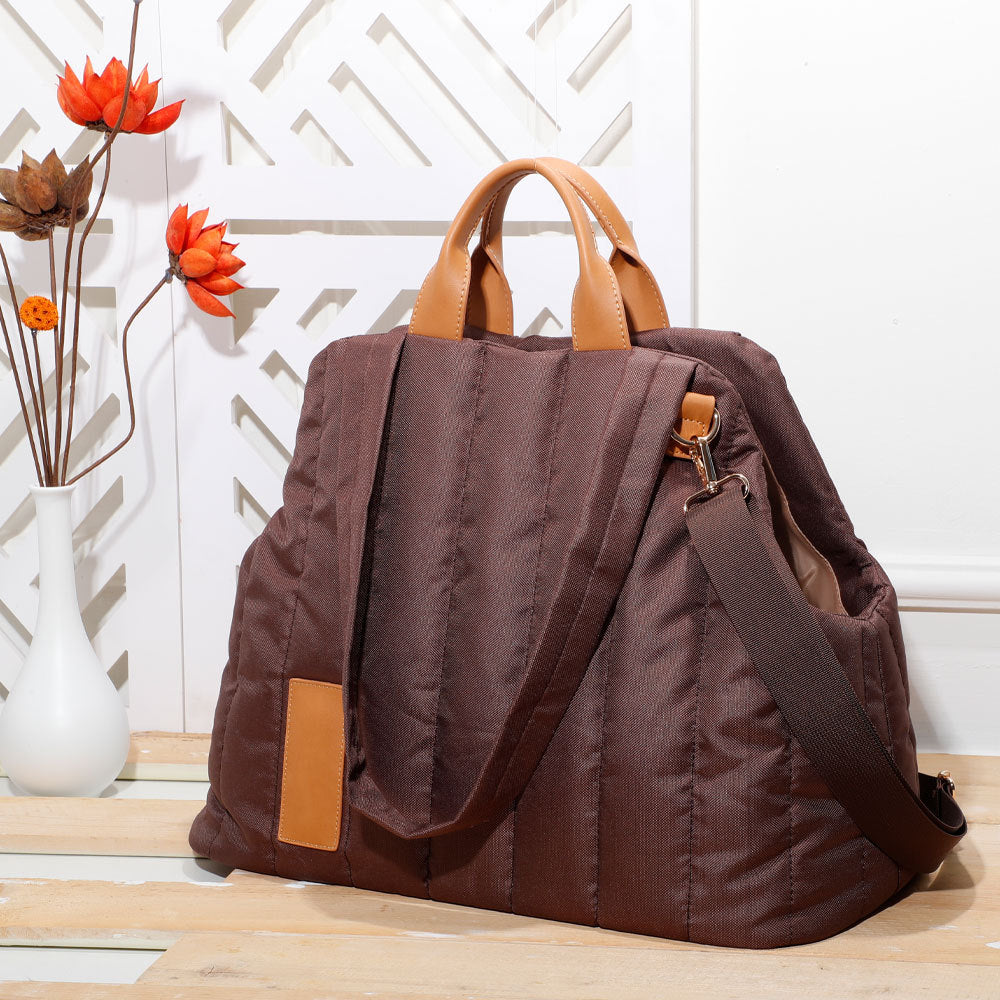 Quilted Pet Carrier Tote - Waterproof Fashion Handbag with Sherpa Lining for Small Dogs & Cats