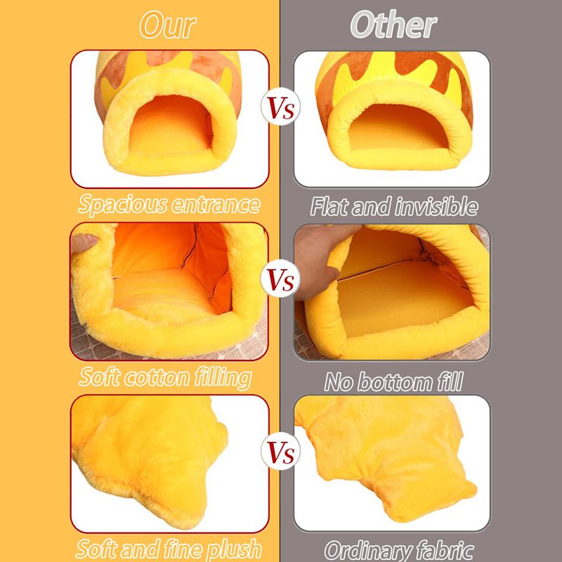 Honey Pot Cat Cave Bed - Cozy Plush Nest with Removable Cushion