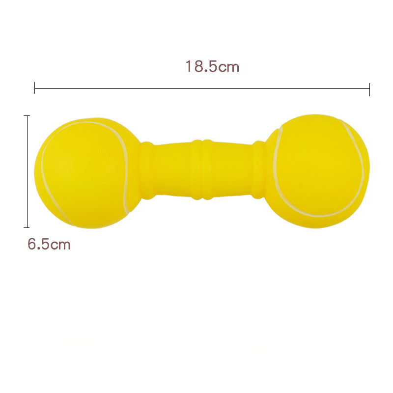 Sports Ball Dog Chew Toy - Squeaky Rubber Football Basketball Dumbbell
