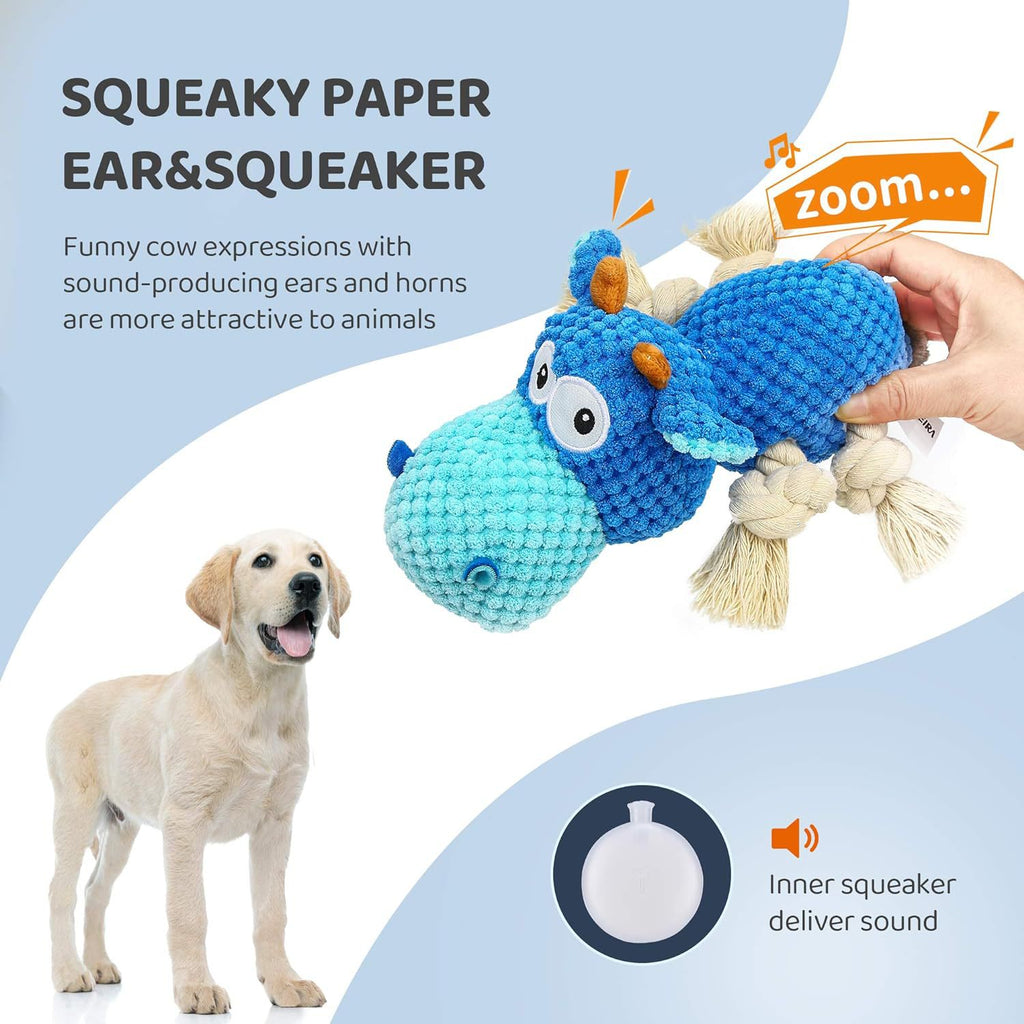Dinosaur Squeaky Dog Toy - Durable Plush for Aggressive Chewers, Large Dogs