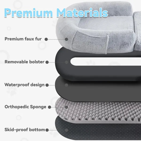 Human Dog Bed 71" x 43" - Foldable Orthopedic Plush Bed for People & Pets