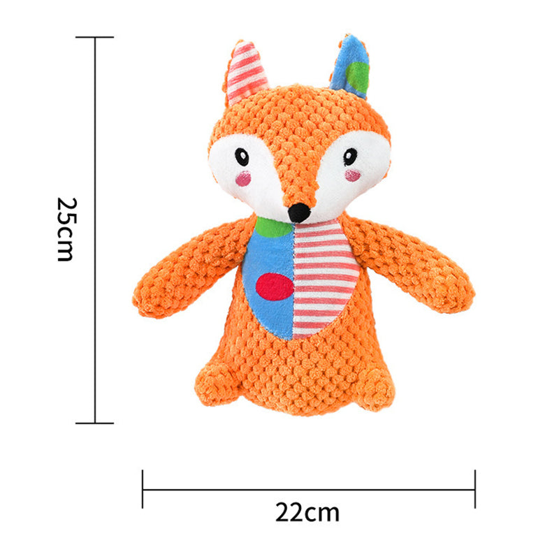 Cute Animal Plush Dog Toy - Squeaky Chew for Teeth Grinding (Elephant, Fox, Rabbit)