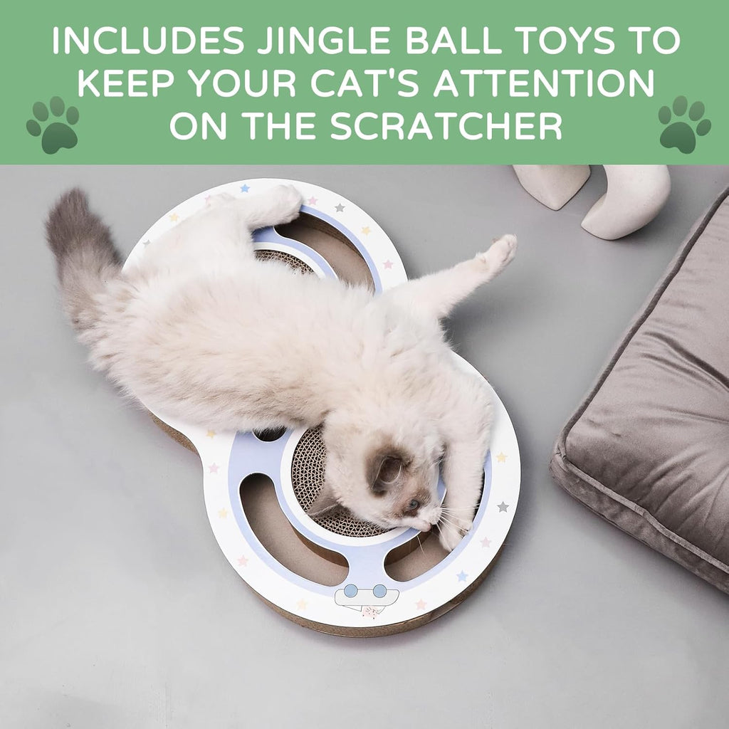 Round Cat Scratcher with Ball Track - 2-in-1 Scratching Pad & Interactive Toy