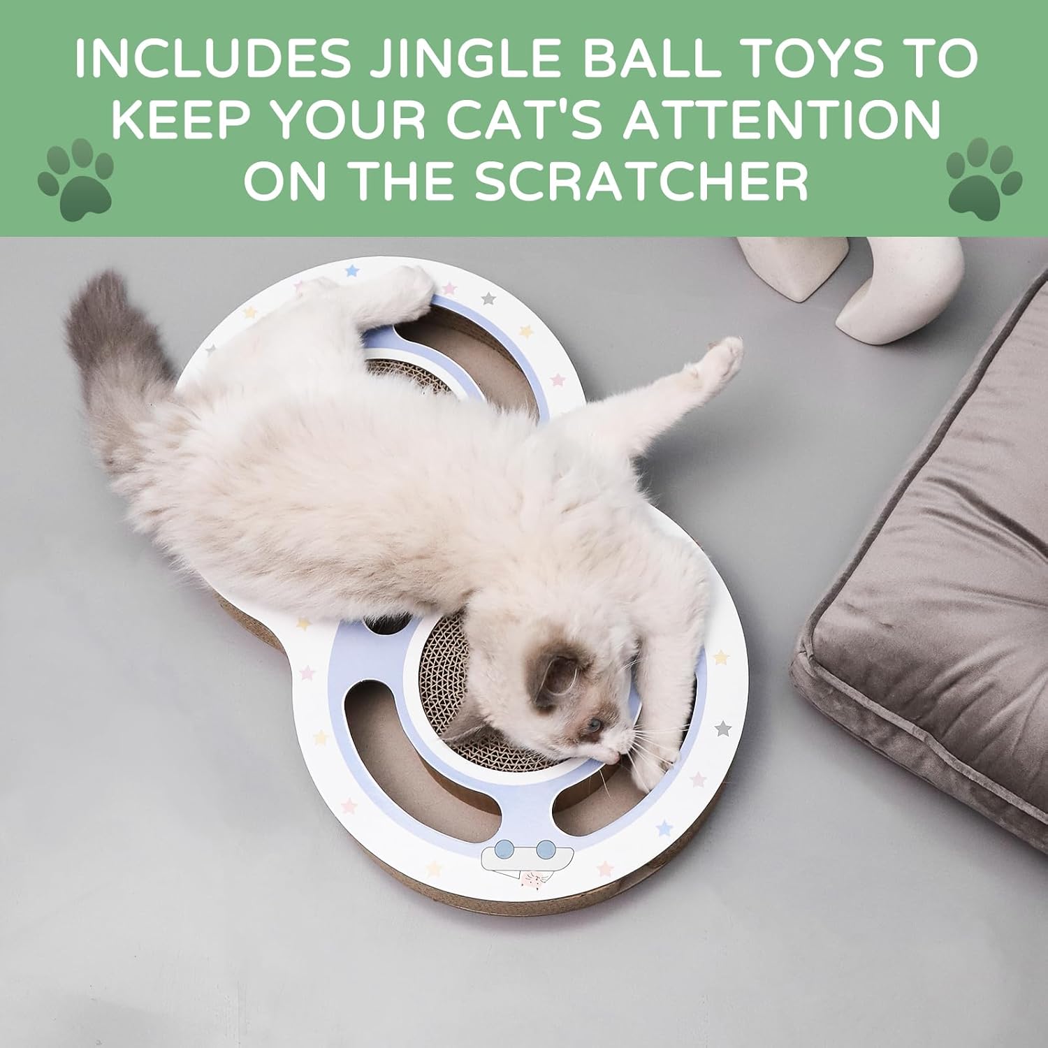 Round Cat Scratcher with Ball Track - 2-in-1 Scratching Pad & Interactive Toy