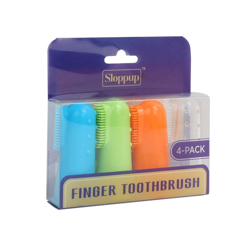 Soft Silicone Finger Toothbrush Set (4-Pack) - Gentle Dental Care for Cats & Dogs