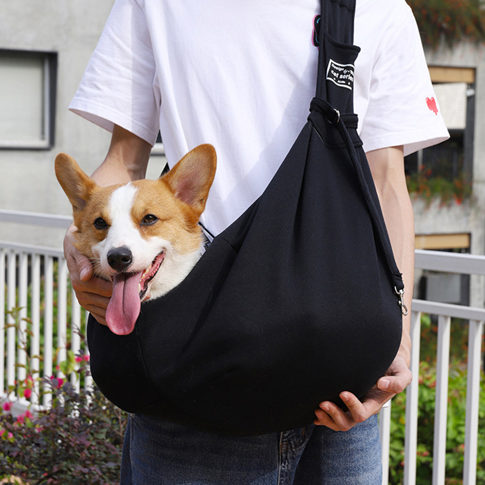 Cotton Sling Pet Carrier - Hands-Free Crossbody Bag for Cats & Small Dogs