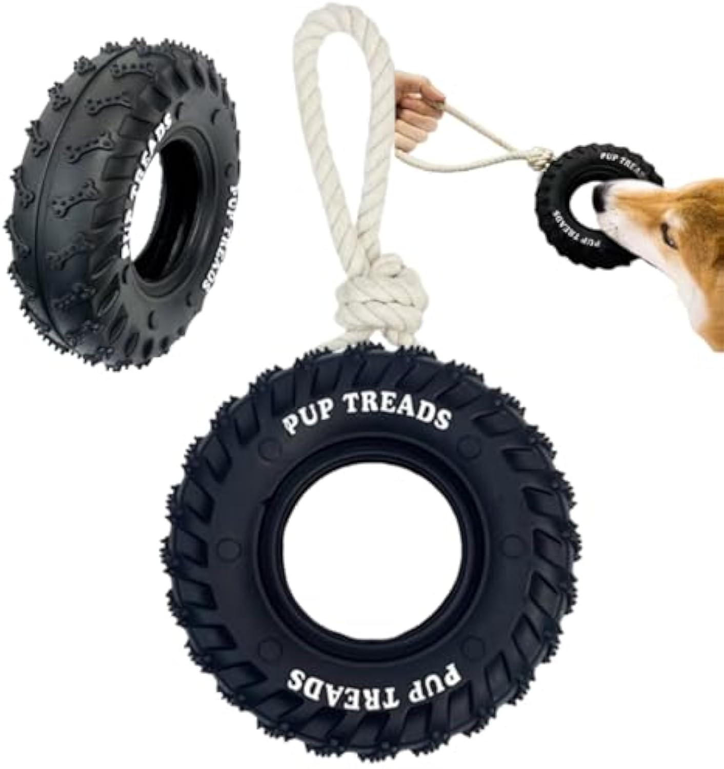 Indestructible Tire Dog Chew Toy - Treat Dispensing for Aggressive Chewers