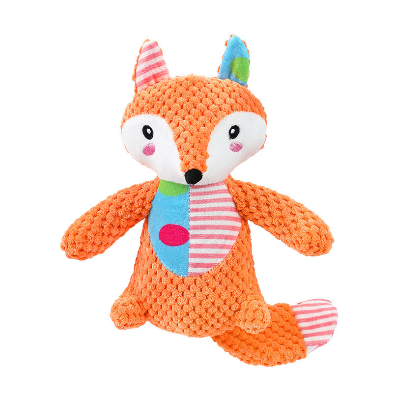 Cute Animal Plush Dog Toy - Squeaky Chew for Teeth Grinding (Elephant, Fox, Rabbit)