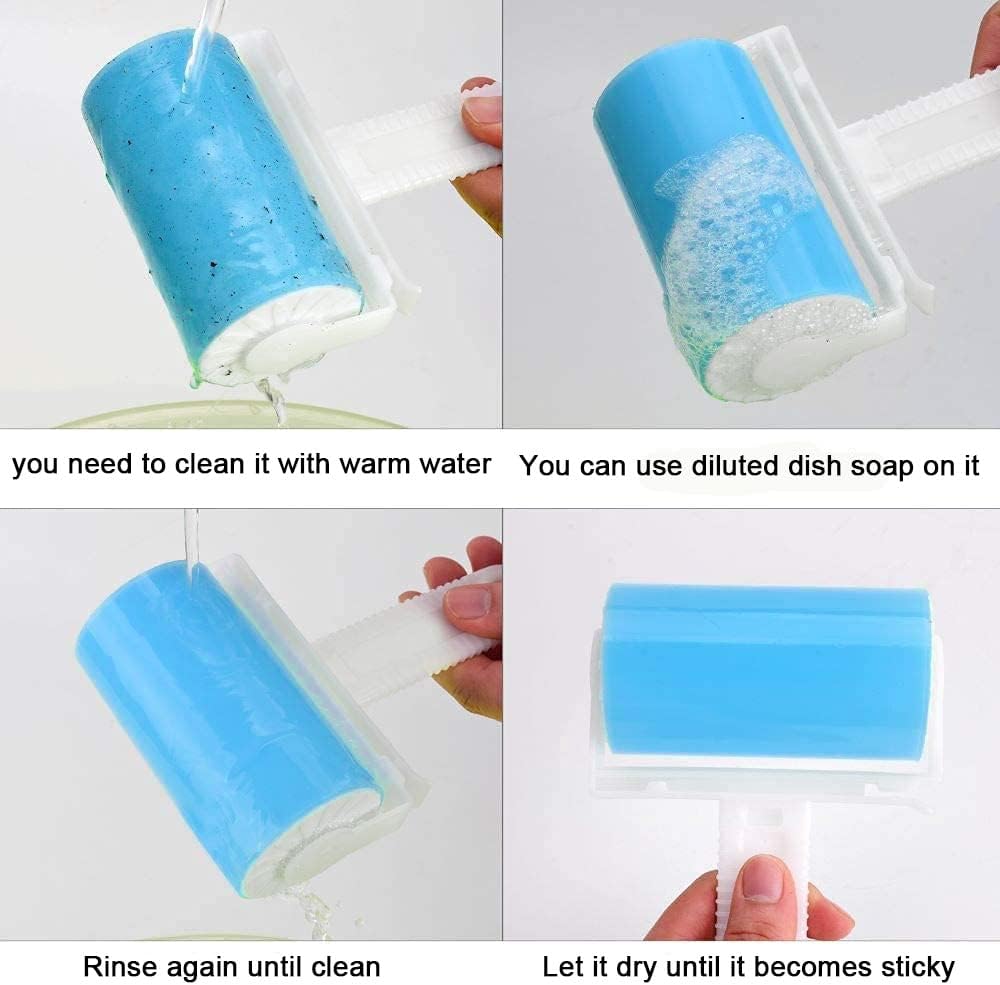 Washable Reusable Lint Roller - Pet Hair Remover with Travel Cover